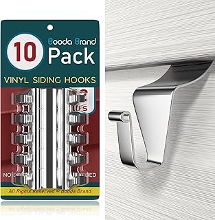 Vinyl Siding Hooks (10 Pack), Heavy-duty Stainless Steel Siding Hooks Vinyl Siding Hangers, Low Profile & No Holes Needed Siding Clips for Hanging Wreaths, Welcome Signs, String Lights Outdoor