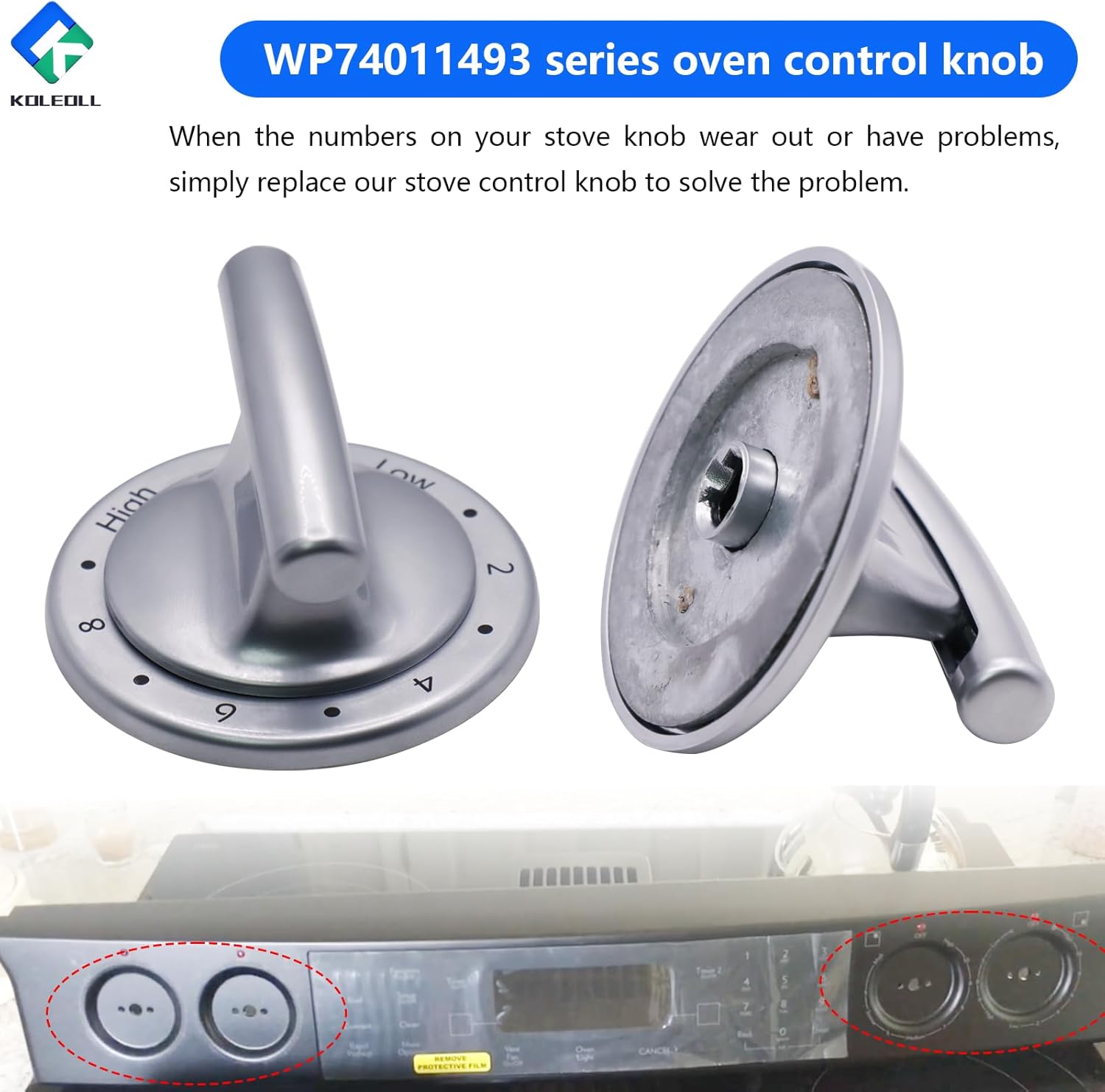 2pc WP74011493 Range Surface Burner Control Knob Fits for Jenn Air Replaces 1189038 AP6011254 PS11744450 EAP11744450
