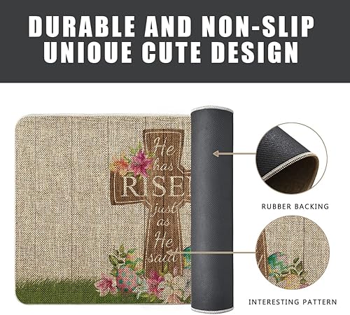 Miniatura 6 de GAGEC Tapete de puerta de Pascua con diseño de flores y huevos cruzados, decoración de cocina para piso, tapete delantero para interiores y