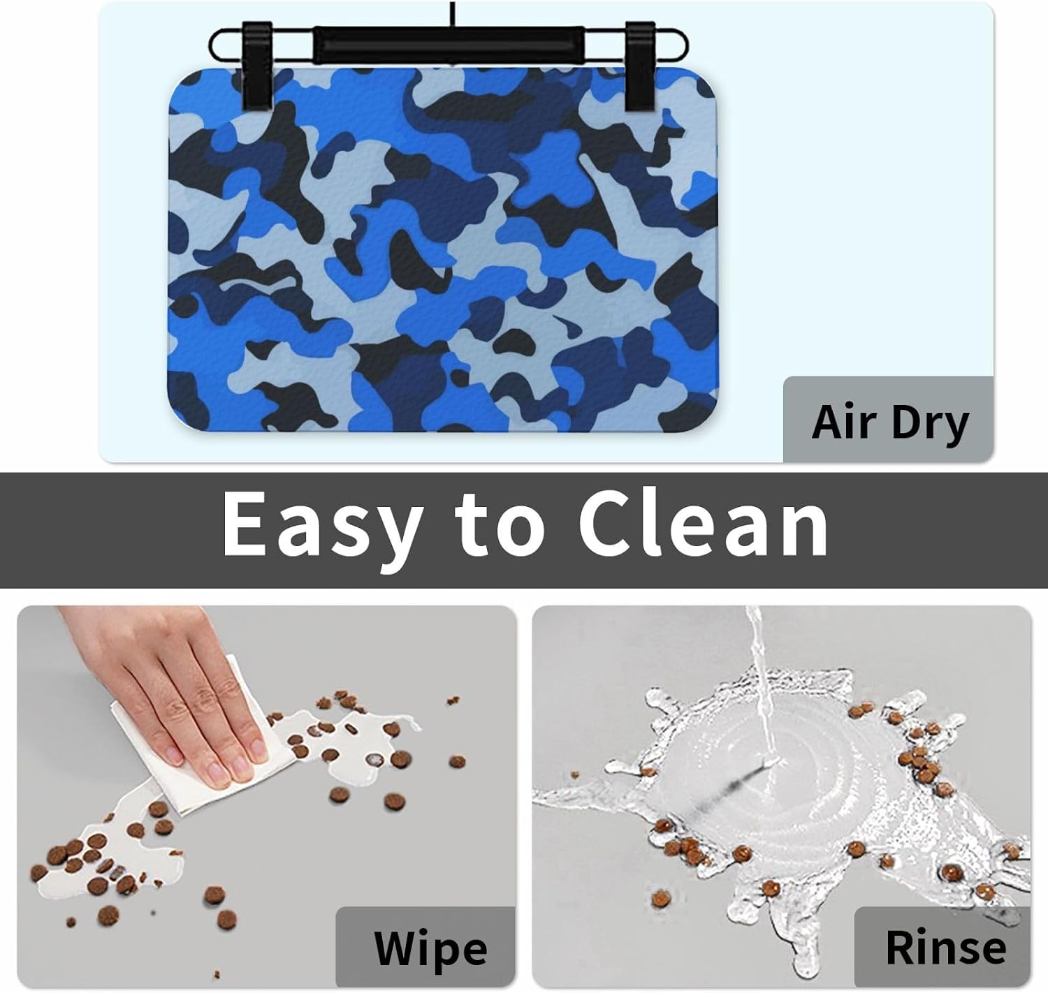 Camouflage Pattern Leather Absorbent Pet Feeding Mat Non-Slip for Dogs Cats 40x60cm