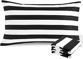NTBAY Queen Striped Pillowcases Set of 2, 1800 Thread Brushed Microfiber...