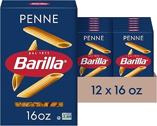 Barilla Penne Pasta (Pack of 12, 16 oz Boxes) - Non-GMO Durum Wheat Semolina, Kosher Certified, Al Dente Perfection