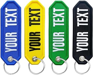 ssass Personalized Keychain, Custom Embroidery Name Number Keychains | Double Side Embroidery Text Key Tags, Unique Gift Keychain Accessories for Car Motorcycles ATV Scooters