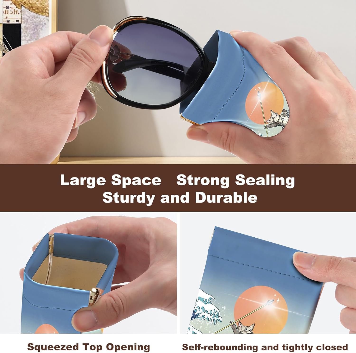 2Pcs Sunglass Eyeglass Glasses Case Soft PU Leather with Cleaning Cloth Cute Glasses Pouch Bag for Men Women Girs - Image 5