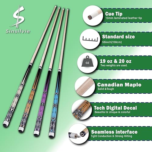 Miniatura 3 de Taco de billar de 0.512 in, 58 pulgadas, 19 y 20 onzas, palo de billar de arce 1/2, palo de billar de arce, palos de mesa de billar para hombre