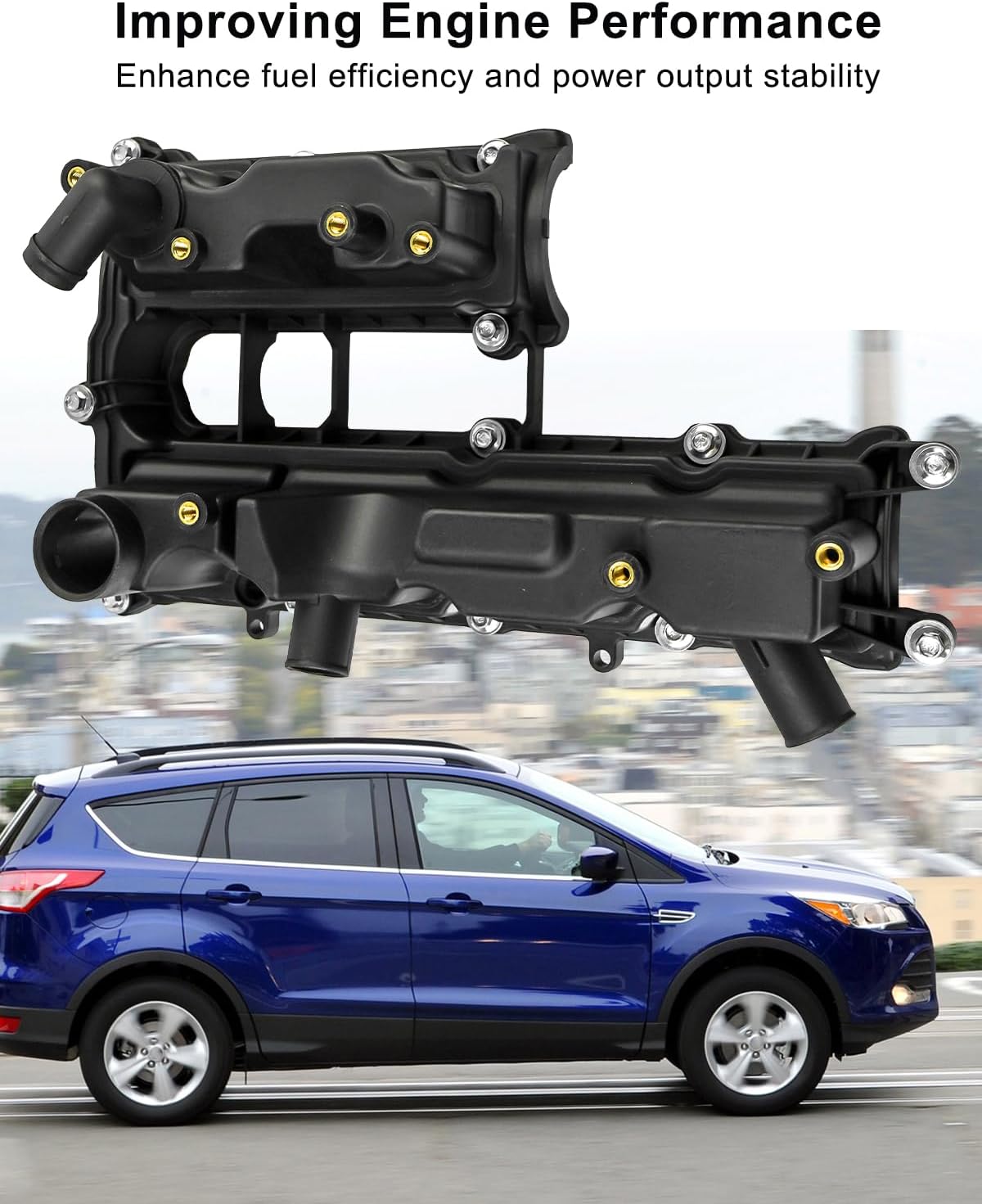 Engine Valve Cover with Gasket Fit for Ford Escape 2013-2016 Fiesta 2014-2019 Fusion 2013-2015 Transit Connect 2018-2019 1.6L L4 Replace BM5Z6582A BM5Z-6582-A
