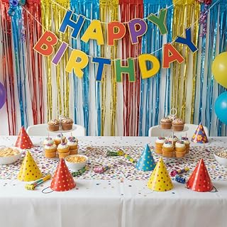 PapaKit Large Happy Birthday Premium Bunting Banner Decoration Baby Boy Girl Adult Party Supply (Bright and Bold Colors With Metallic Gold Border)