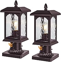 Vista 8 de Paquete de 2 luces de poste para exteriores del anochecer al amanecer con base de montaje en muelle, iluminación exterior de poste duro con cable