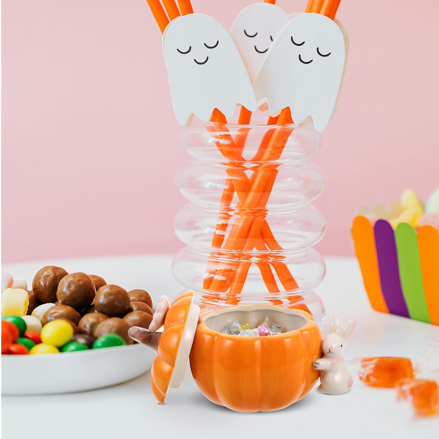 Artibetter Ceramic Pumpkin Jar with Lid Decorative Candy Storage Canister Autumn Kitchen Organizer Halloween Snack Container and Home Décor