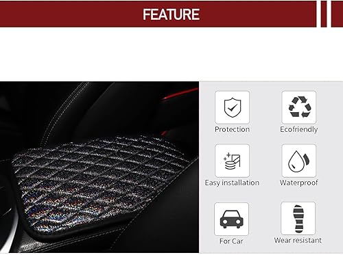 Miniatura 4 de 1 funda brillante para reposabrazos de consola central, 7.48 x 12.59 pulgadas, acolchado dorado con purpurina tridimensional, transpirable, grueso,