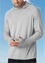 Camisas de sol masculinas FPS 50+ proteção com capuz Rash Guard FPS UV camisa manga longa pesca ao ar livre leve