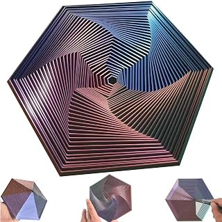 Fractal Fidget Hexagon - Suitable for Relieving Stress, Anxiety, and Tension | Autism, ADHD | Desk Adult Fidgeting Stress Relief Gift (Green Purple Copper 35 Rings)