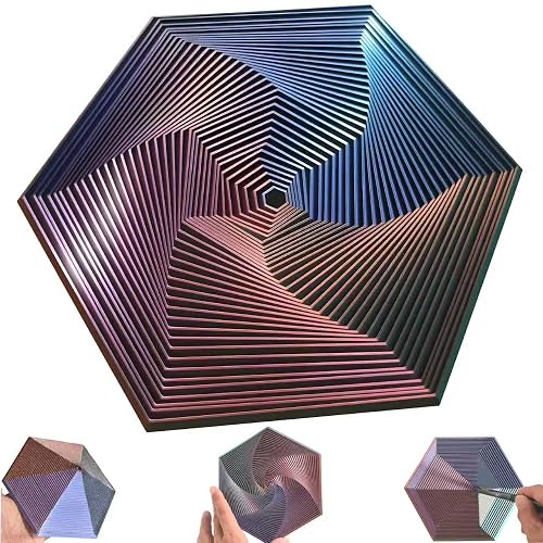 Fractal Fidget Hexagon - Suitable for Relieving Stress, Anxiety, and Tension | Autism, ADHD | Desk Adult Fidgeting Stress Relief Gift (Green Purple Copper 35 Rings)