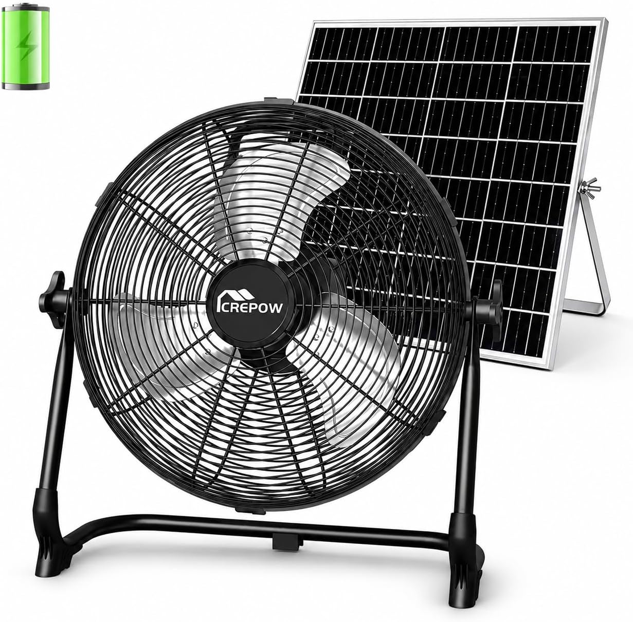 DIRTY AND USED !!!! 12 Solar Powered Floor Fan, Rechargeable Battery Operated Floor Fans with USB&Type C Output, 4.5-27H Runtime, Quiet Cordless Outdoor Fan for Outside Camping Greenhouse Shed Power Outage