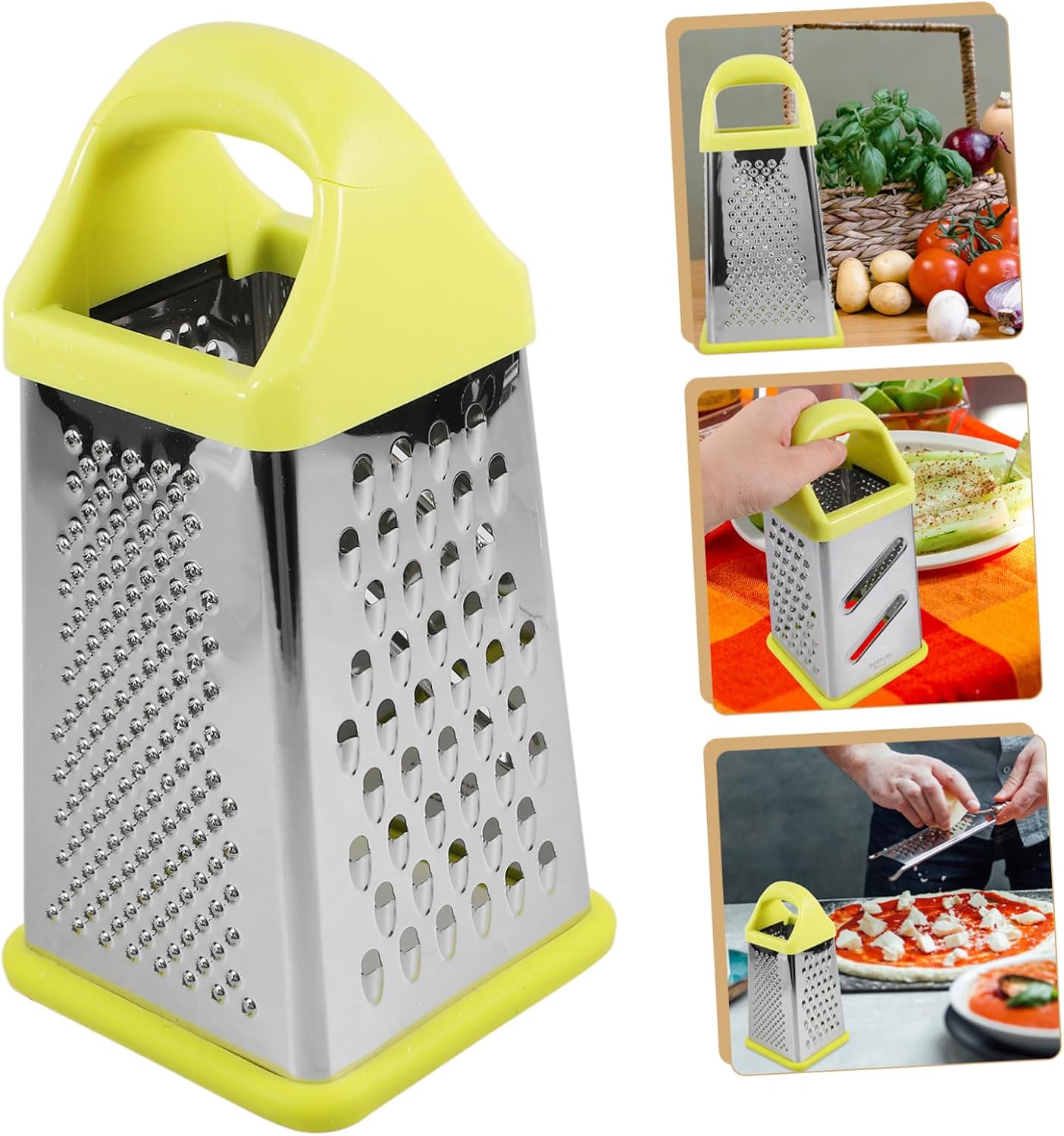 SHOWERORO Sided Kitchen Grater Stainless Steel Multi-function Box Cheese Grater for Easy Storage
