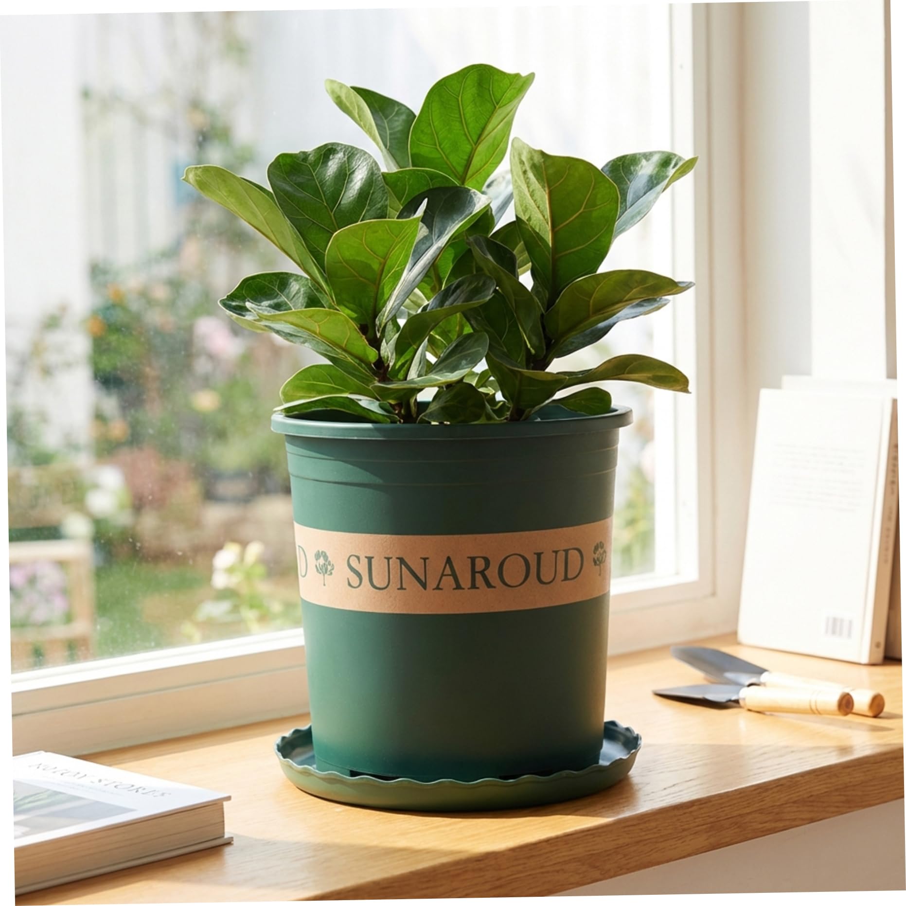 Pots de Fleurs, Grands Pots de pépinière, 10 pièces Plantes en Plastique épais 2 gallons avec Trous Drainage et soucoupes, conteneurs Jardin Verts intérieurs et extérieurs pour Plantes