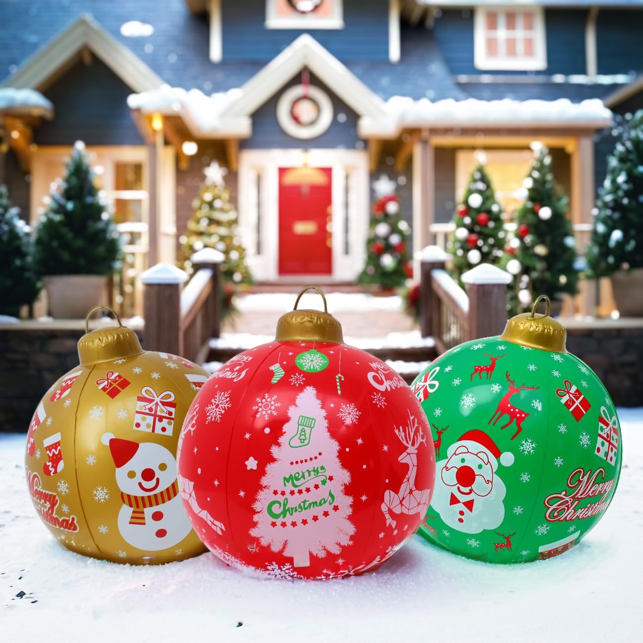 Seasons 24 inch Inflatable Christmas Balls 3 Pcs, Thickened