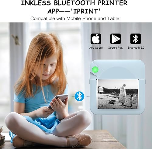 Miniatura 3 de BAISHUN - Mini impresora de bolsillo portátil inalámbrica Bluetooth térmica para teléfono móvil iOS Android, impresión sin tinta, notas de estudio,