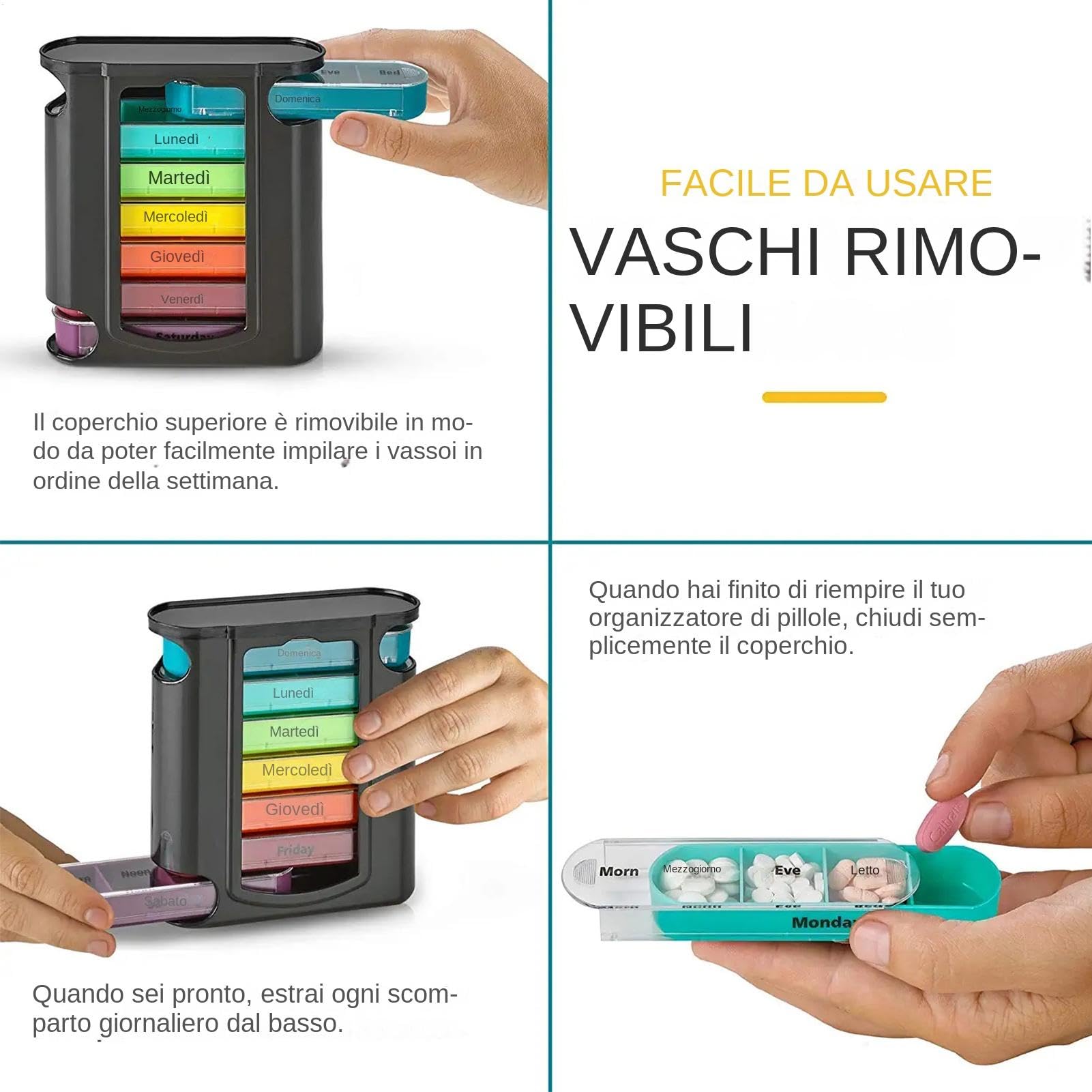 Portapillole da viaggio organizer settimanale per pillole scatola portatile carina dispenser medicinali