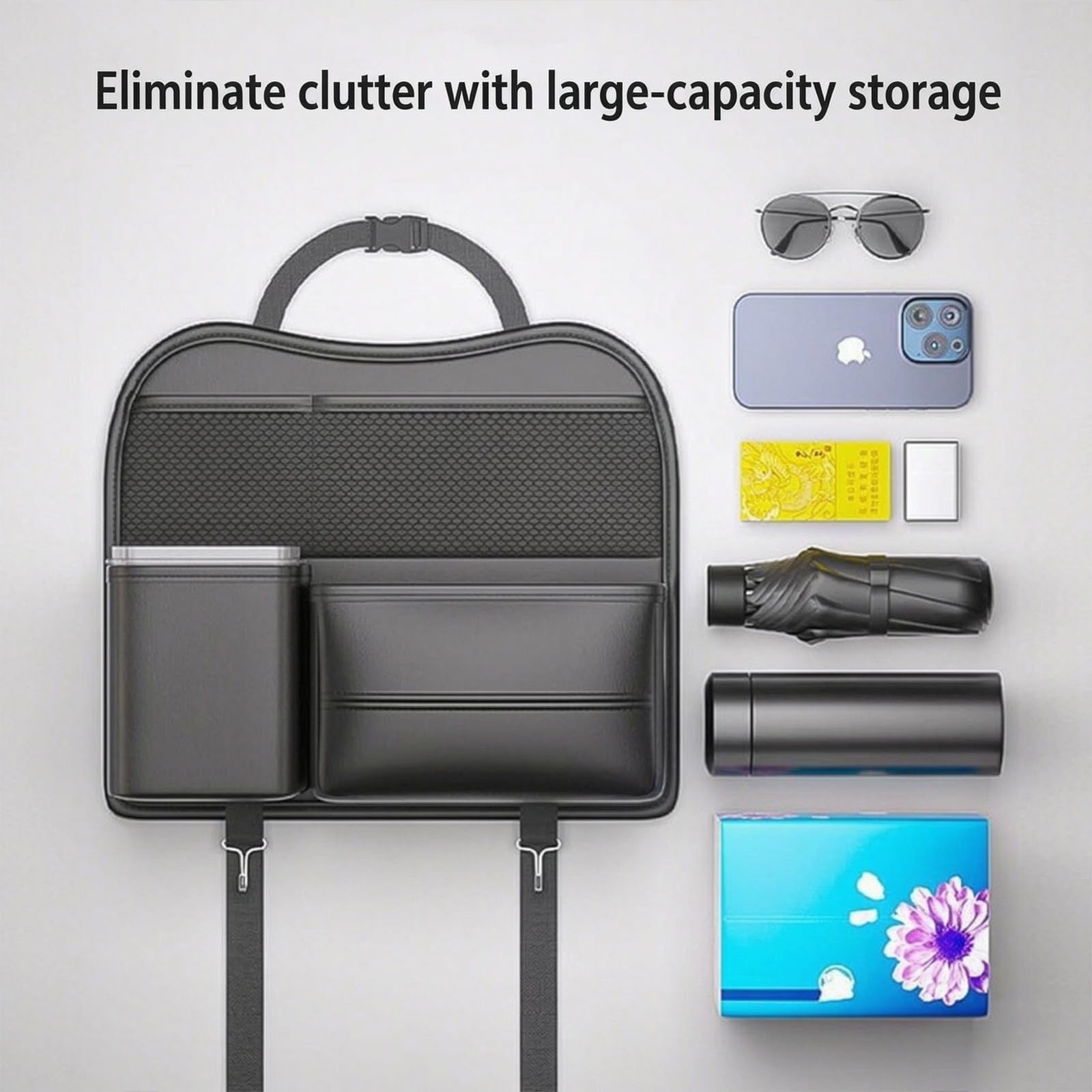 Generico Organizer Sedile Posteriore Auto per Ford EcoSport/4WD/Freestyle/S/St-Line Active, Universale Ecopelle Impermeabile Borsa Portaoggetti Multi-Tasca Protezione Schienale Anti-Sporco