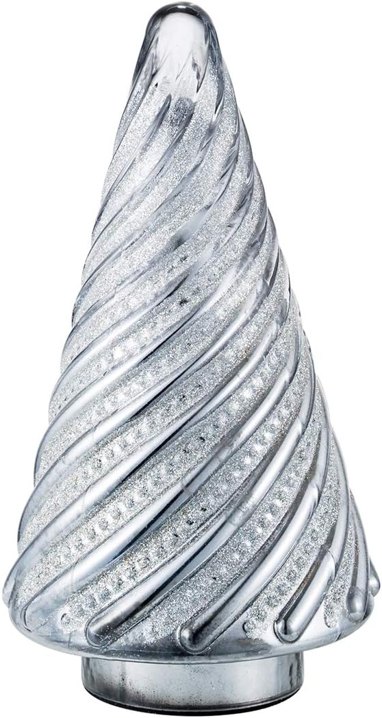 Diamond Star Mercury Glass Christmas Tree Christmas Decoration for Window Tabletop Mantel (Silver with pearlized finish, 14" Height X 6" Diameter)