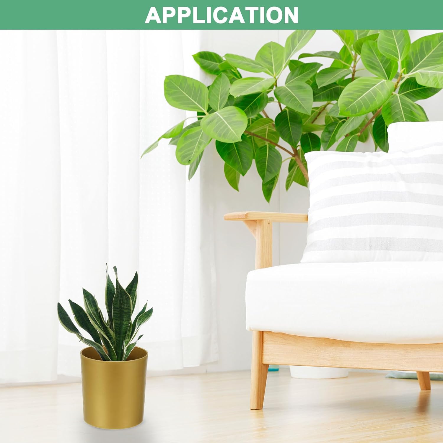 2-Pack Plastic Plant Pots, 7 Inch Plastic Planters Round Flower Planter Containers Flower Pots for Indoor/Outdoor/Garden, Plant Holder [Gold Tone]