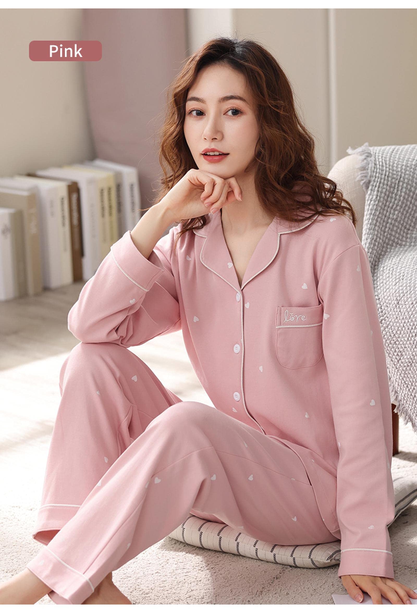 Un Pijama Cómodo Pijama Mujer De Pijamas Hombre Conjunto De Pijama De Algodón 100% para Mujer, 2 Piezas, Traje De Dormir, Ropa De