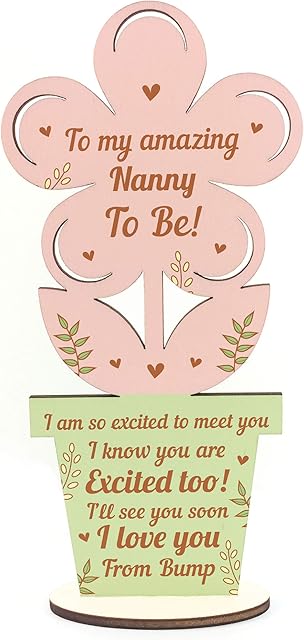 RED OCEAN Nanny To Be Gifts From Bump Birthday Wooden Flower Mum Keepsake