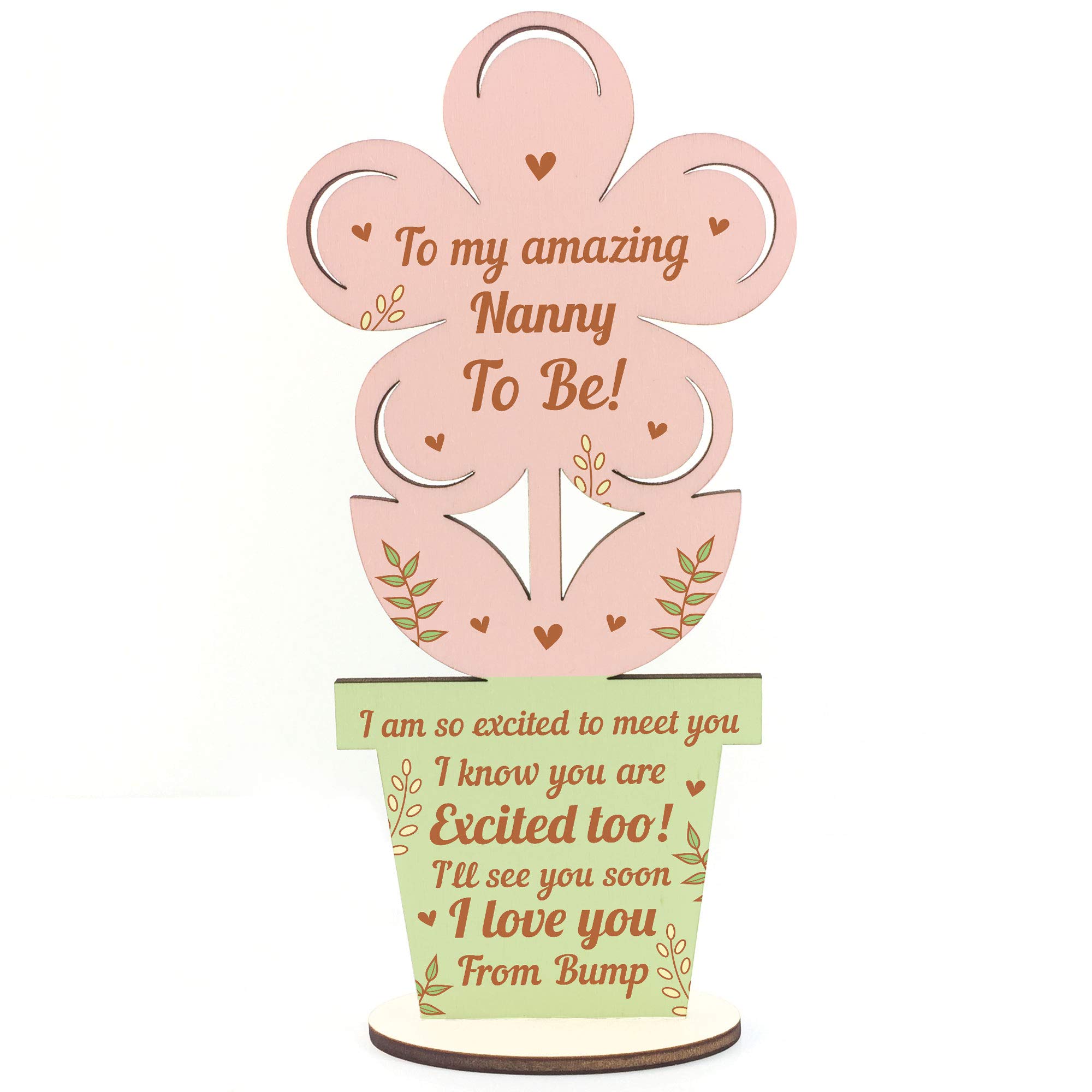 RED OCEAN Nanny To Be Gifts From Bump Birthday Wooden Flower Mum Keepsake