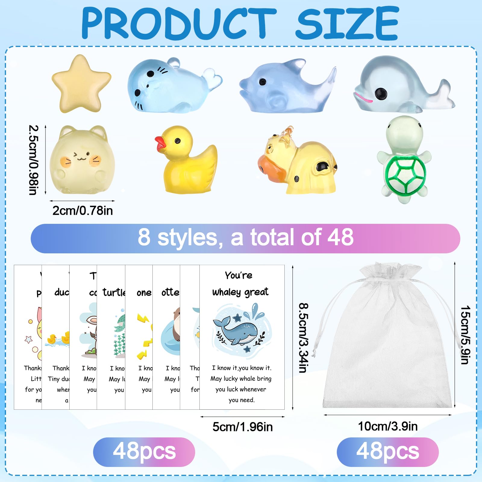 48 Sets Employee Appreciation Gifts Bulk for Coworkers Thank You Staff Gift Inspirational Animal Pun Card Funny Luminous Resin Ornament Emotion Support Positive Gifts for Colleagues Teacher Team Nurse - Image 2