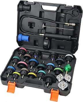 Coolant Pressure Tester Kit Radiator System Leak Detector & Cooling Test Tool with Tesla, Porsche Adapter 27-Piece Nylon