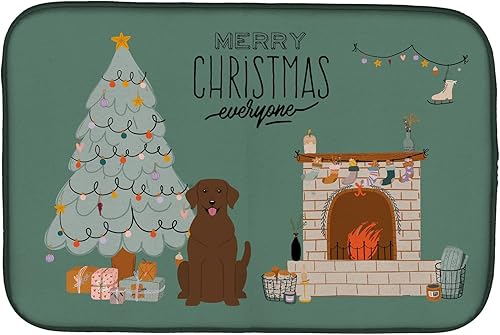 Miniatura 549 de Caroline's Treasures CK7824DDM - Tapete absorbente para secado de platos con diseño de bulldog inglés, rojo y blanco, para encimera de cocina, 14 x