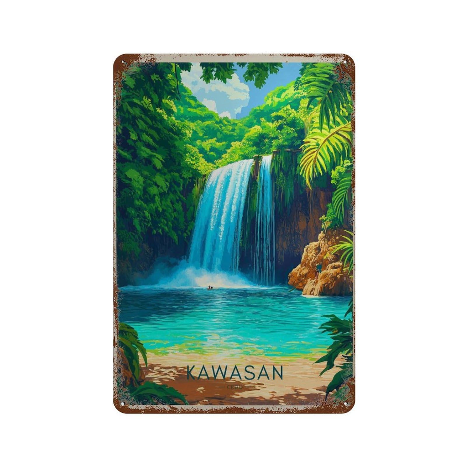 xiaoxiaoshen Kawasan Waterfalls Travel Philippines Wall Decor Art Metal Tin Poster Modern Home Decor Art Home Bar Shop Decorations Vintage Sign 30x20cm