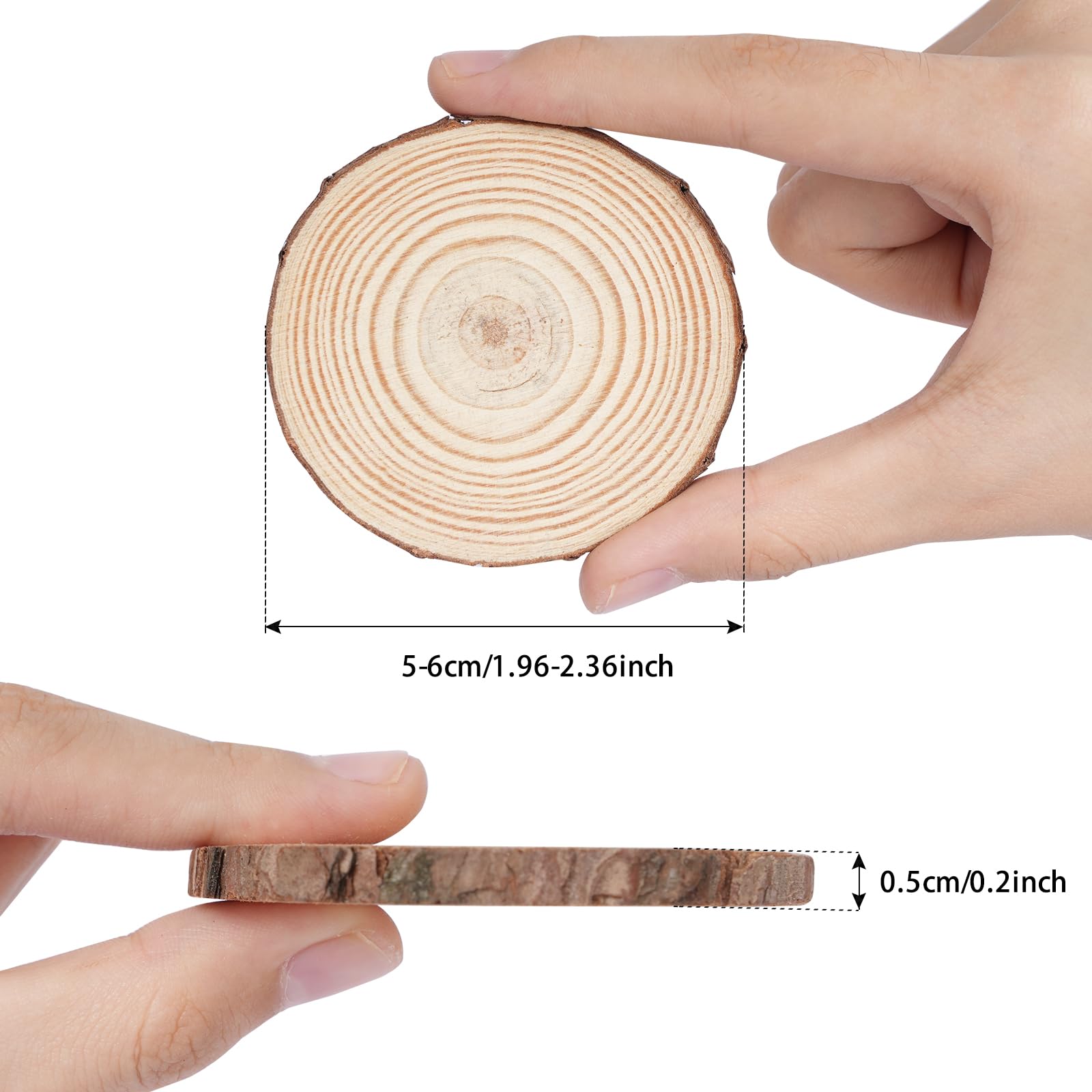CUWELT 54PCS Natural Wood Slices for Crafts 5-6cm Unfinished Log Slices Non-Drill - Image 2