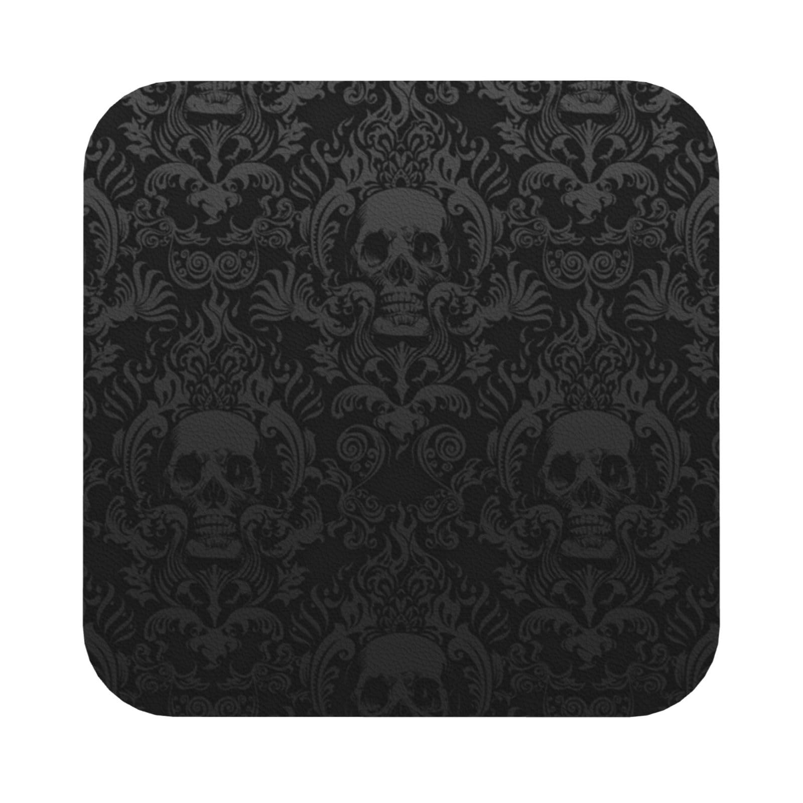 gothic wallpaper skull PU Leather Coasters Set of 6 Square Drink Coasters