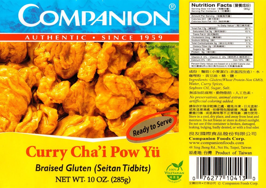 Companion - Curry Braised Gluten Seitan Tidbits, 10 oz. Can (Pack of 6)