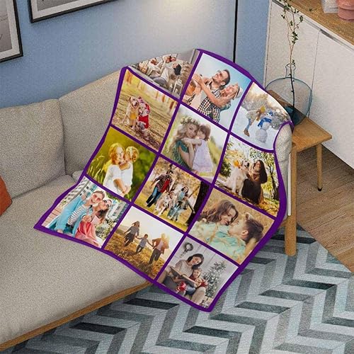 Miniatura 3 de MyPupSocks Manta de fotos personalizada, manta familiar personalizada con collage de 12 fotos para niños, hija, hijo, manta personalizada con fotos