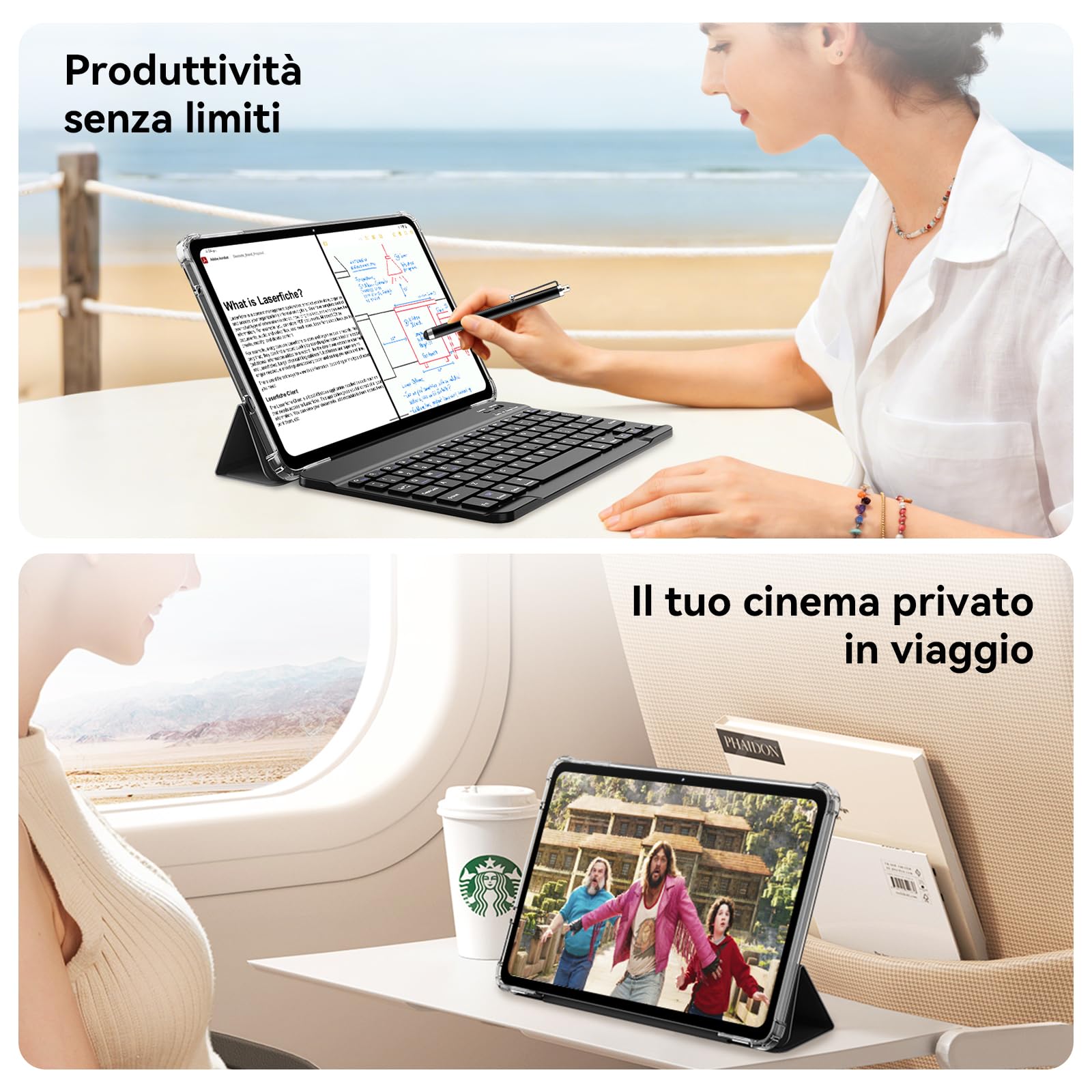 Blackview Mega2 Tablet 12 Pollici Android 15, 24GB RAM + 128GB ROM, 120HZ 2K FHD Gaming Tablet con Tastiera Mouse Mouse Auricolare, 4G LTE+5G WiFi, 9000 mAh, WideVine L1, grigio