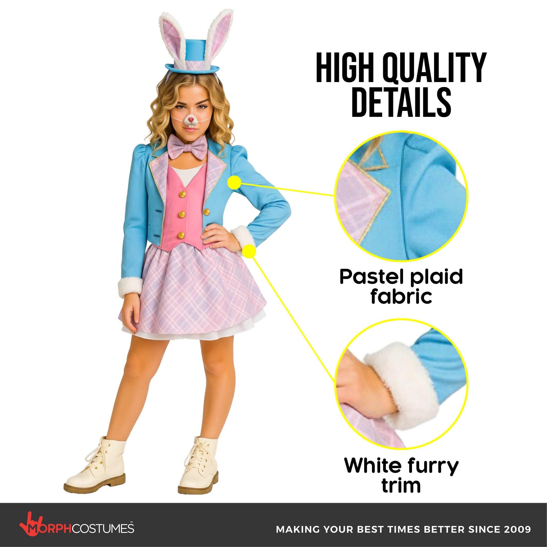 Morph Wonderous White Rabbit Costume Kids, Bunny Costume Girls, Bunny Costume Kids, Halloween Costumes For Girls 3-4 - Image 3