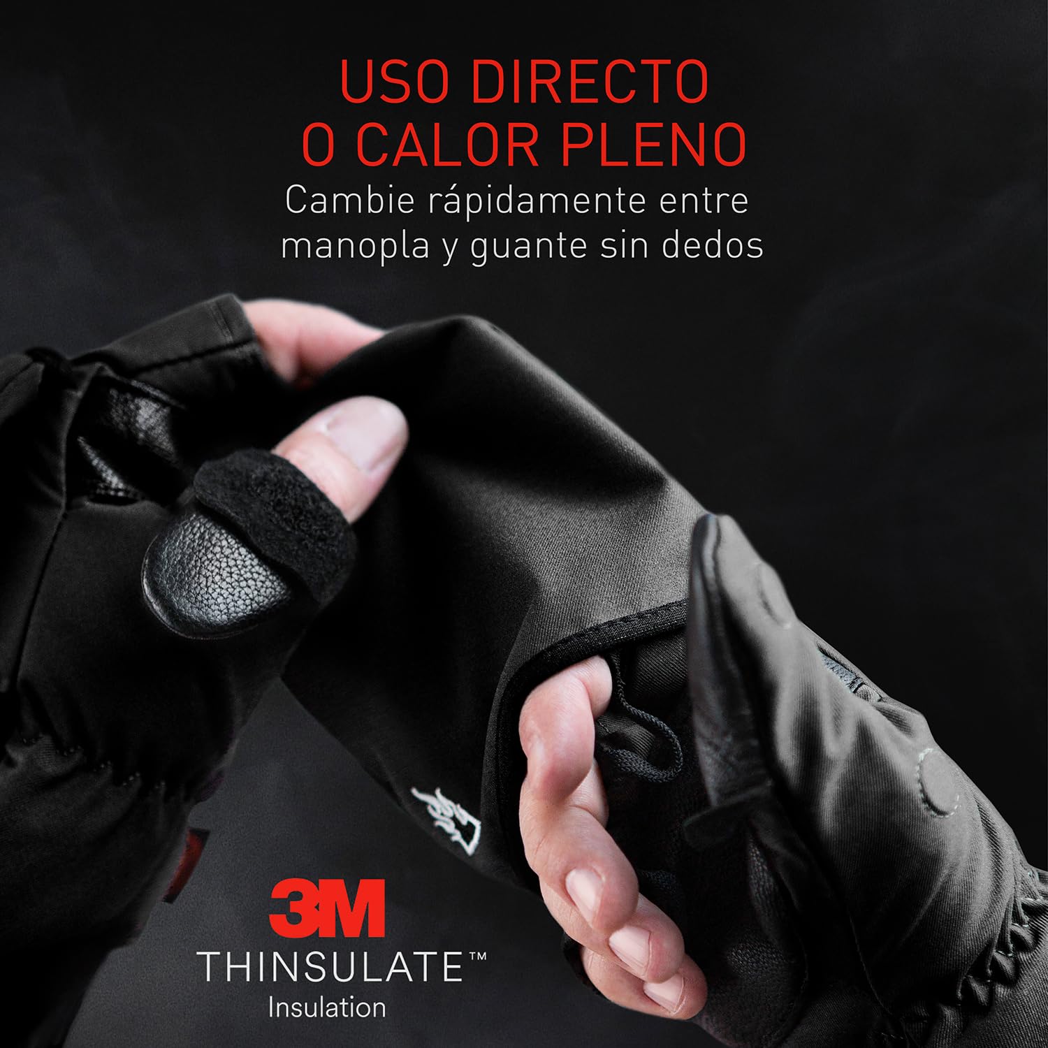 THE HEAT COMPANY - Heat 2 Softshell - Guantes sin Dedos y manopla en uno para Pantallas táctiles Guante cálido de Invierno - contra el frío en el Deporte y Trabajo - Unisex