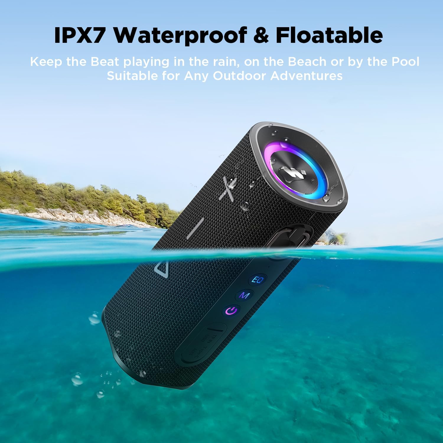 MIATONE Bluetooth Speaker 40W BT 6.0 Outdoor Portable Bluetooth Speakers with 3 EQ,Deep Bass,24H Playtime TWS,IPX7 Waterproof Shower Speakers Bluetooth Wireless Portable Speaker for Party/Beach-Black - Image 5