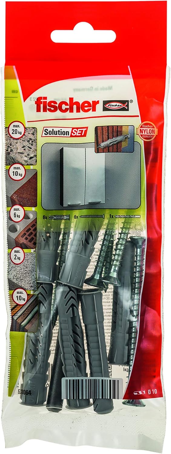Fischer Kit de fijación - Juego de tapones y tornillos de pared 538064 ...