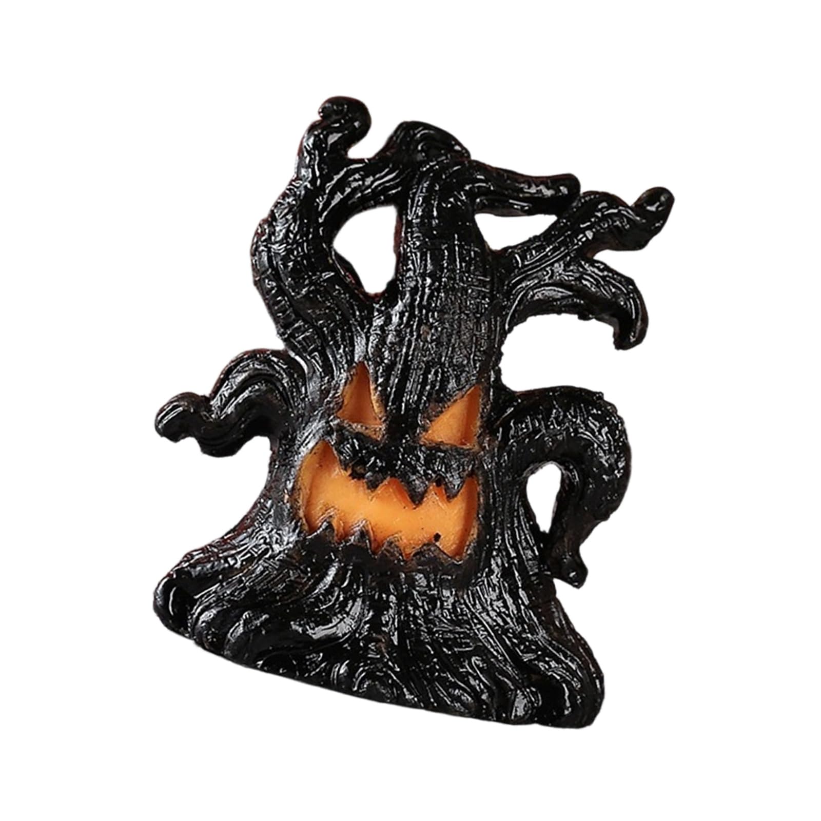 Halloween Light Up Tree Ornament with Warm LED Glow, Resin Tabletop Decor for Shelf, Entryway and Party Displays Halloween Glowing Tree Decor Resin Ornament Tabletop Shelf Accent Entryway Party Warm