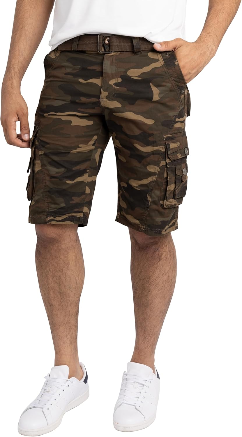 X RAY Mens Cargo Shorts Camo & Solid Colors 12.5" Inseam Knee Length Classic Fit Multi Pocket (Big and Tall Shorts for Men), Double Stitch Brown Camo, 36 - Image 4