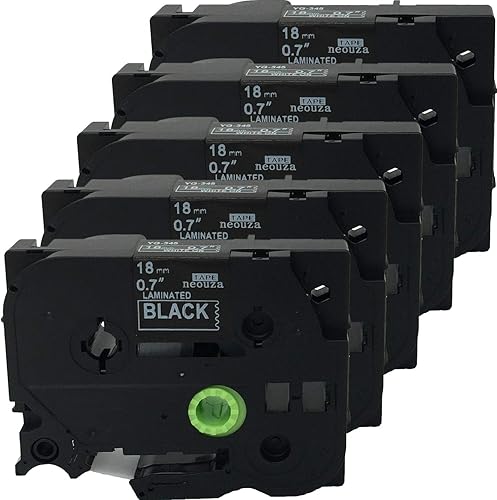 Miniatura 4 de NEOUZA Paquete de 5 cartuchos de cinta de etiquetas laminados Brother P-Touch TZe TZ de 0.709 in x 26.2 ft (TZe-143 azul sobre transparente)