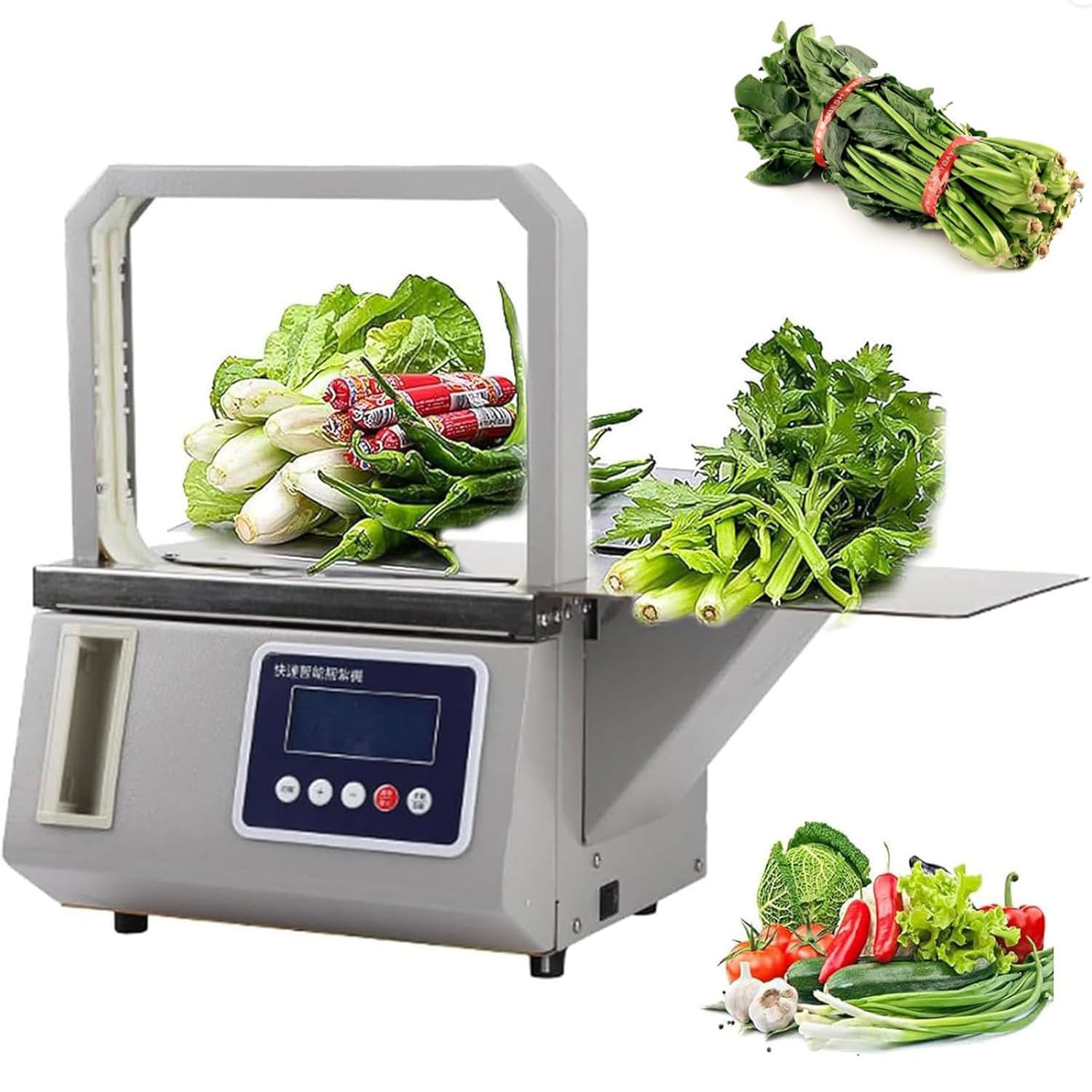 Wsexyy Automatic Tape Strapping Machine, Hot Melt Tape Banding Machine, 1.5s Quick Binding, with Photoelectric Sensor Control, for Vegetable, Fruit & Commercial Packaging