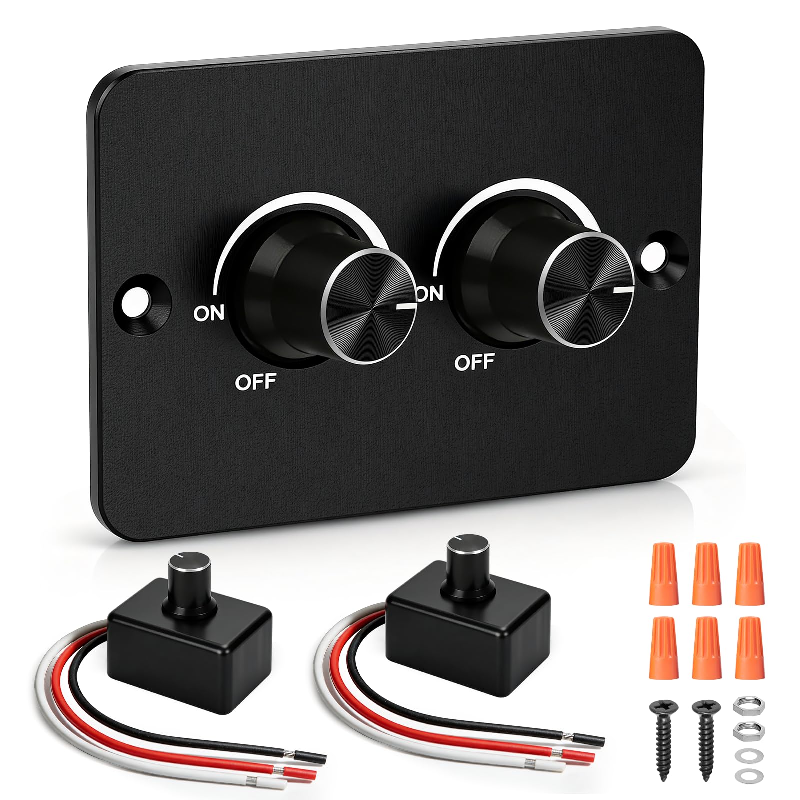 HNCY LED Dimmer 12V mit Doppel Schalter, DC 12V Dimmer Schalter PWM LED Dimmschalter, Dimmers für LEDs Lampen, Stufenloses Dimmen, Drehdimmer für Lampe Leuchtstreifen Wohnmobil, Boot LKW Wohnwagen