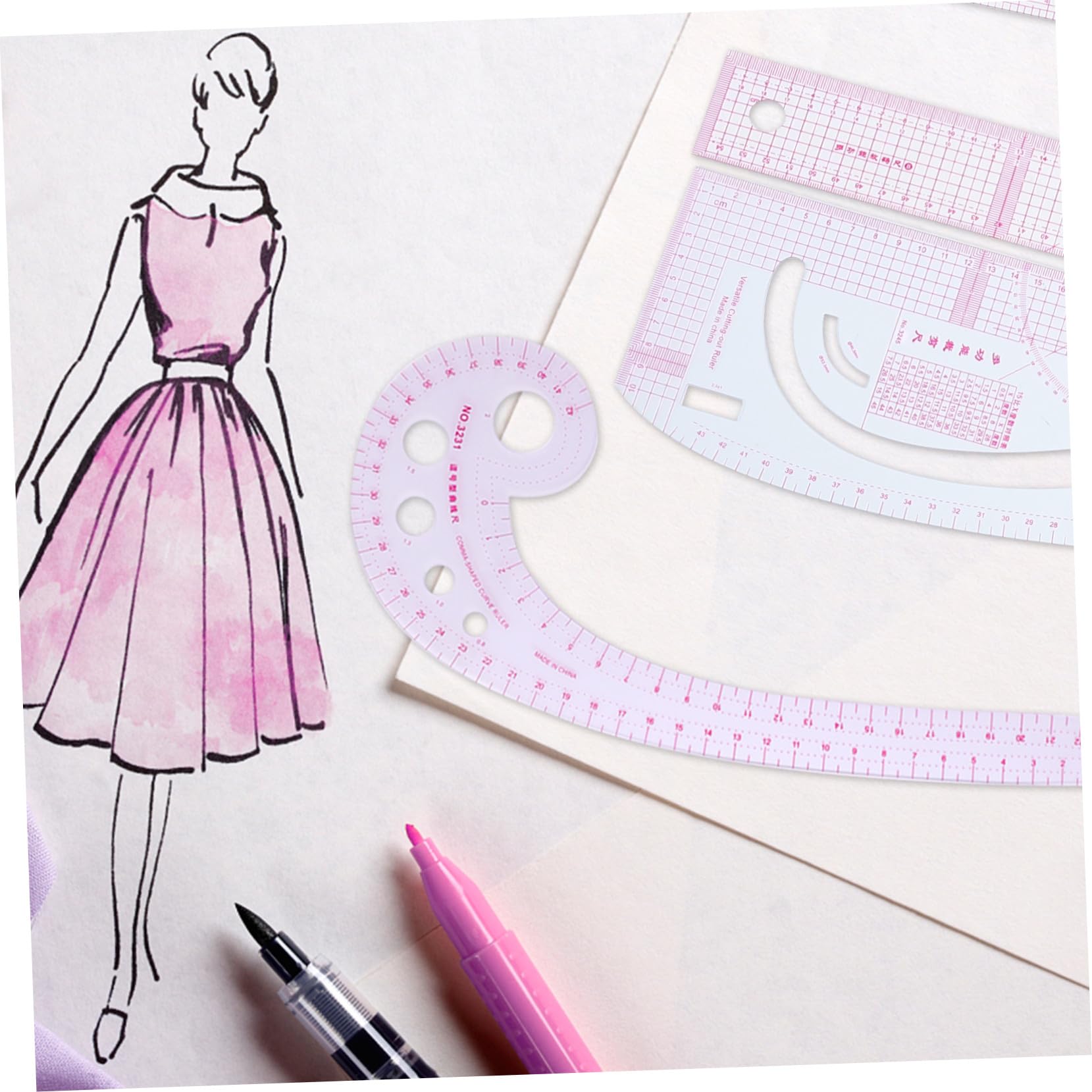 Regla de Costura Multifuncional 6 Piezas para Corte y Patchwork de Ropa, Regla Curva Flexible y Resistente para Pruebas y Confección, Herramienta de Precisión para DIY y Diseño