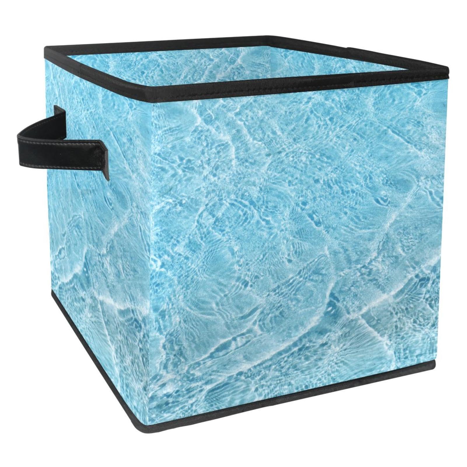 Boîte de rangement pliable en tissu cube bleu pour ranger jouets et livres