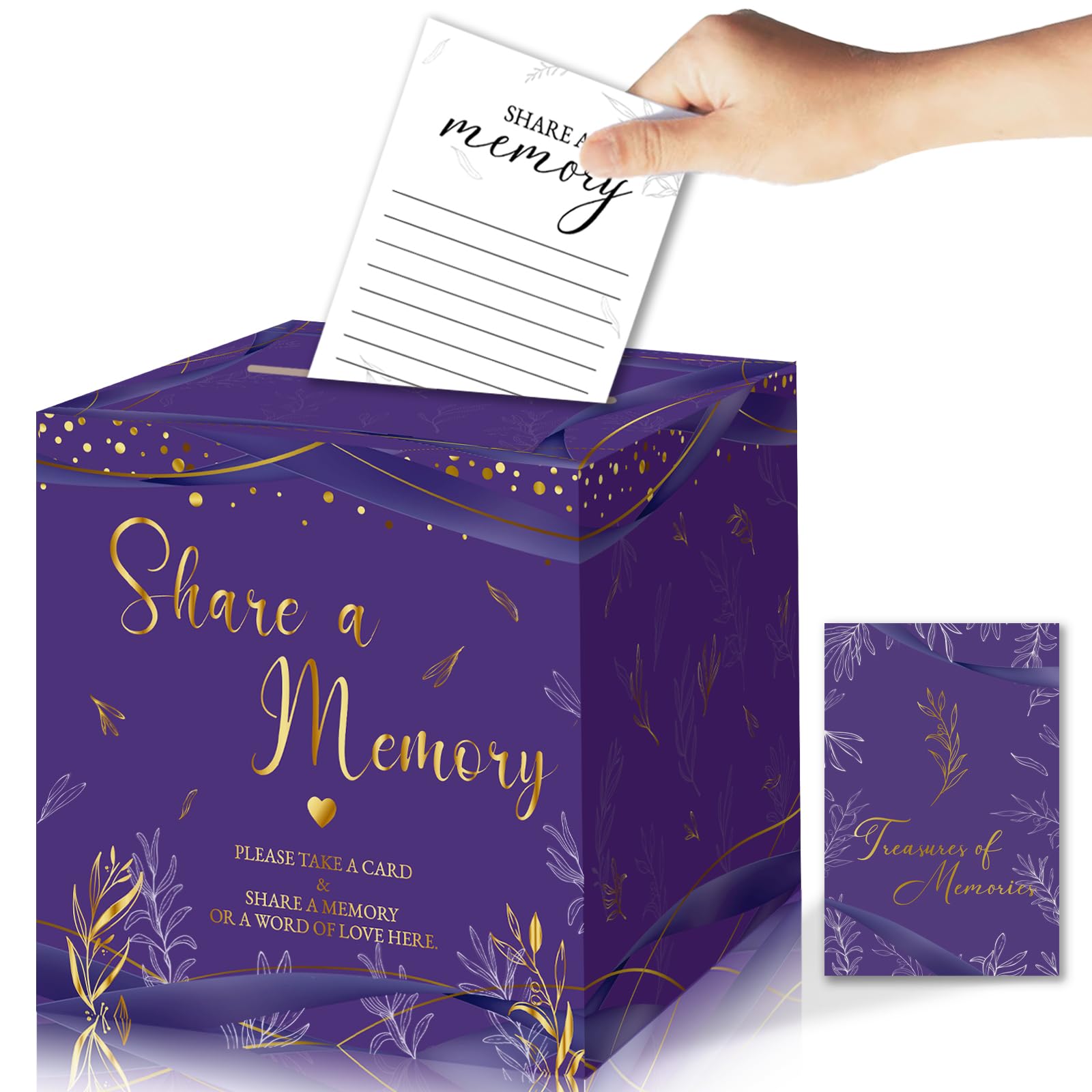 50Pcs Share a Memory Cards, Memory Box for Guest Ideas Celebration of Life Funeral Graduation Retirement Wedding Bridal Shower Birthday Anniversary, Purple